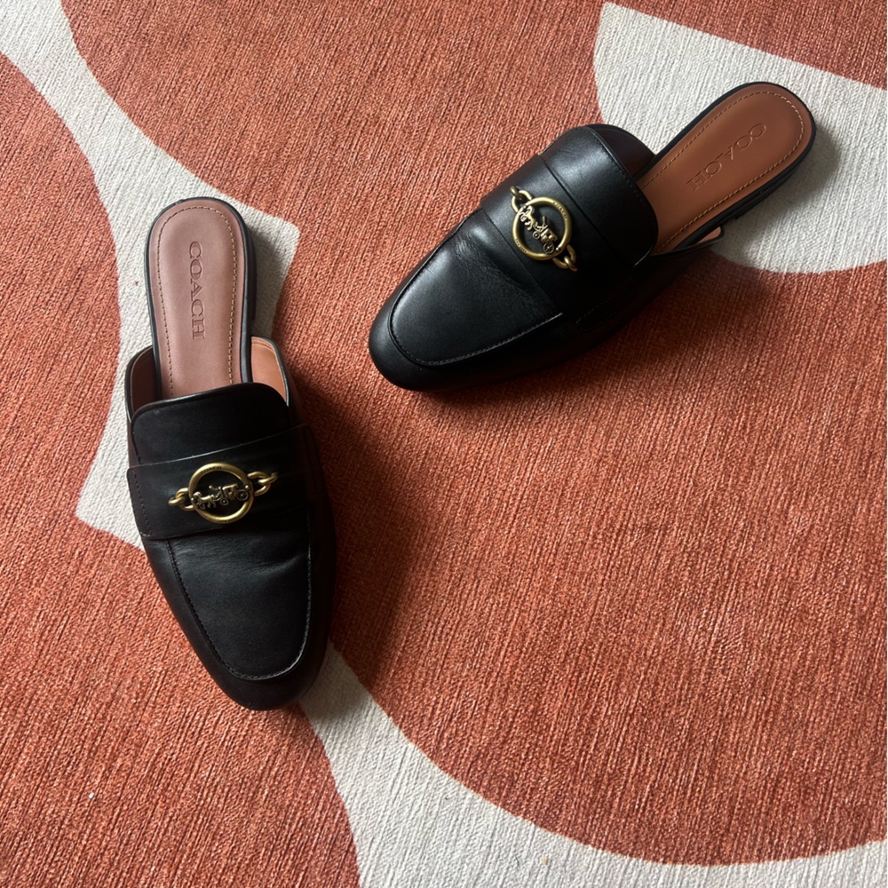 Leather coach mules size 9.5